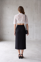 Brooke Ellery | White Lace Crop Top With Half Sleeves For Women