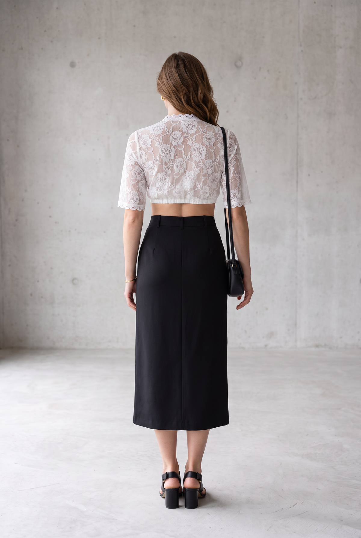 Brooke Ellery | White Lace Crop Top With Half Sleeves For Women