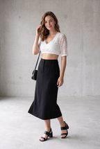 Brooke Ellery | White Lace Crop Top With Half Sleeves For Women