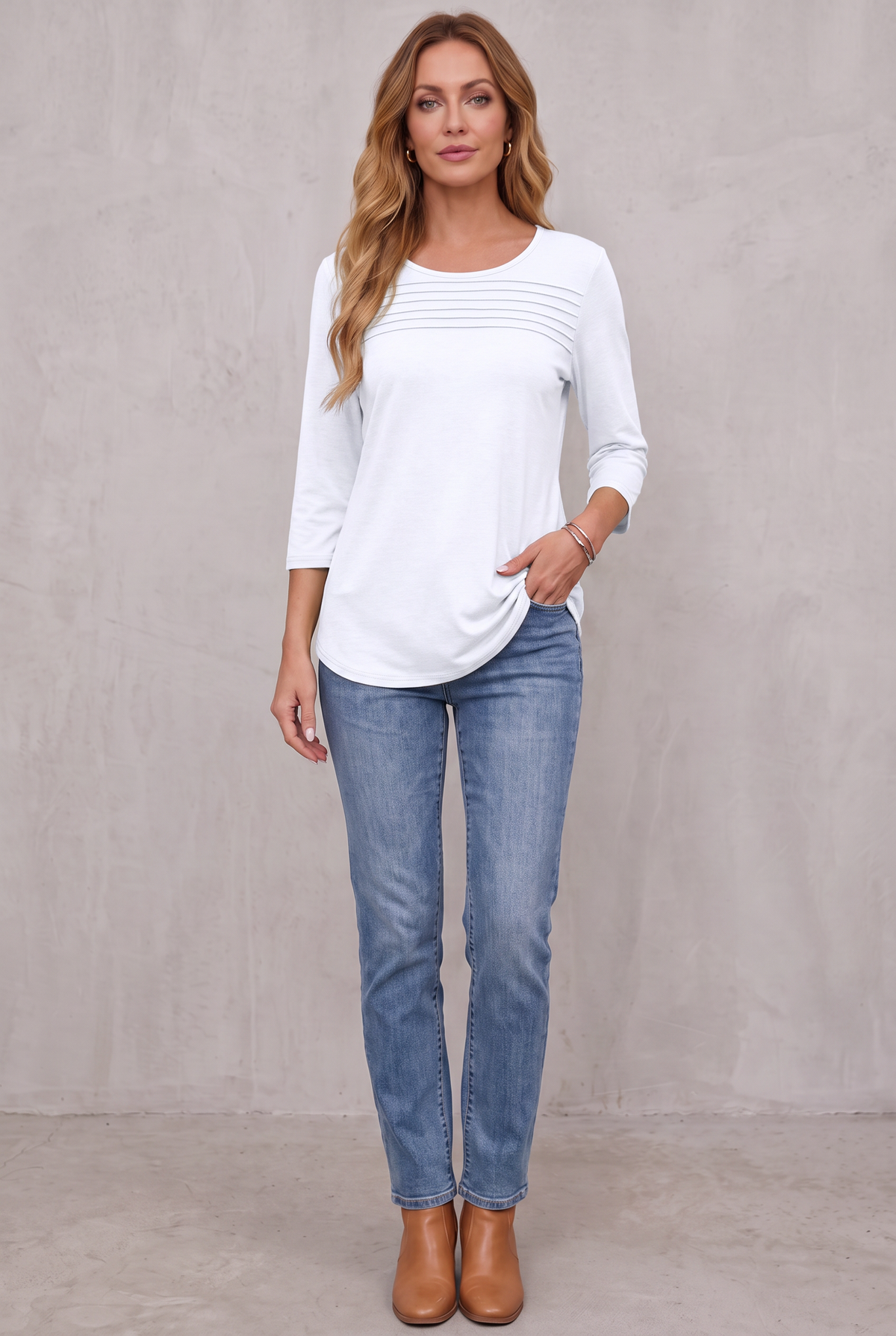 Mona | Pleated 3/4 Sleeve Top