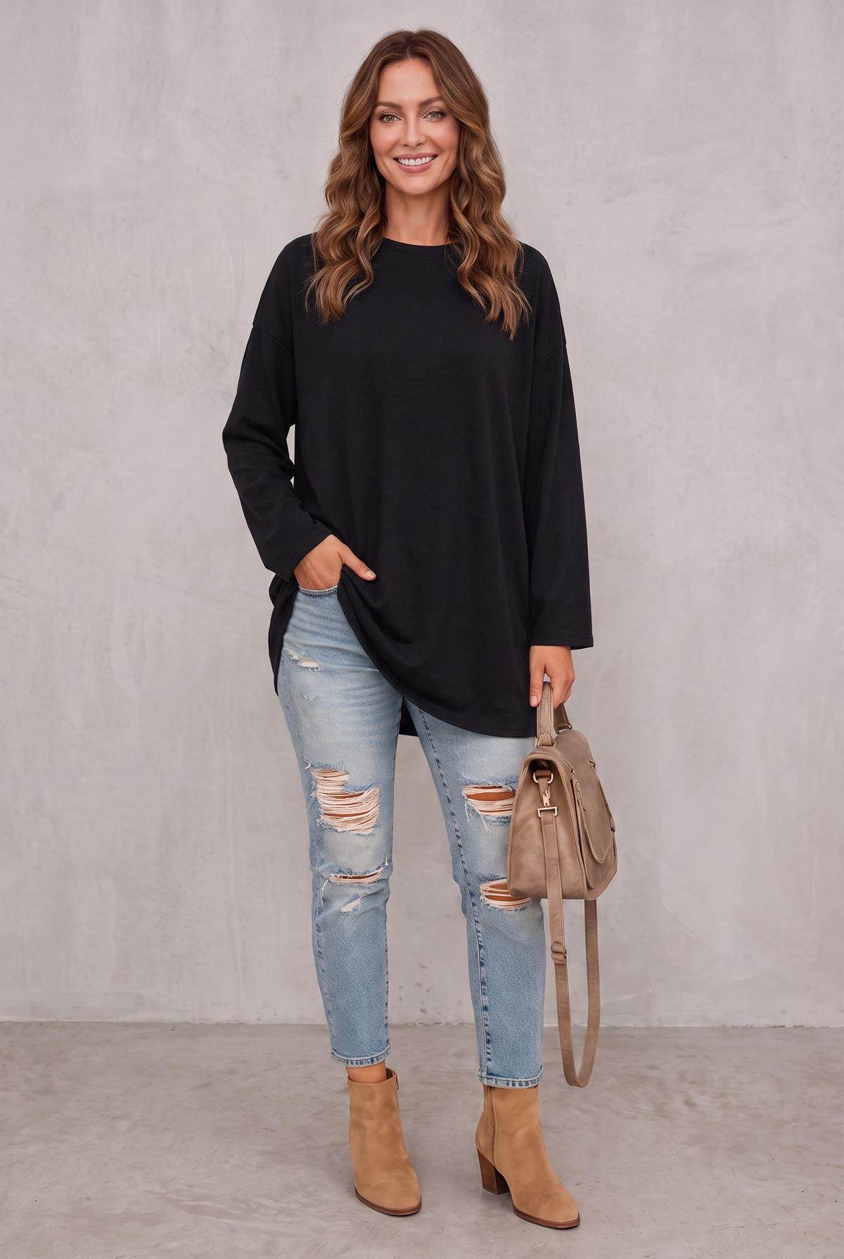 Sophie Laurent | Relaxed Long Sleeve Tunic Top For Women