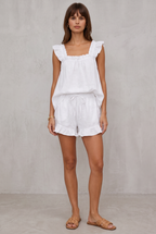 Sienna Holloway | Ruffle Linen Look Shorts Set For Women