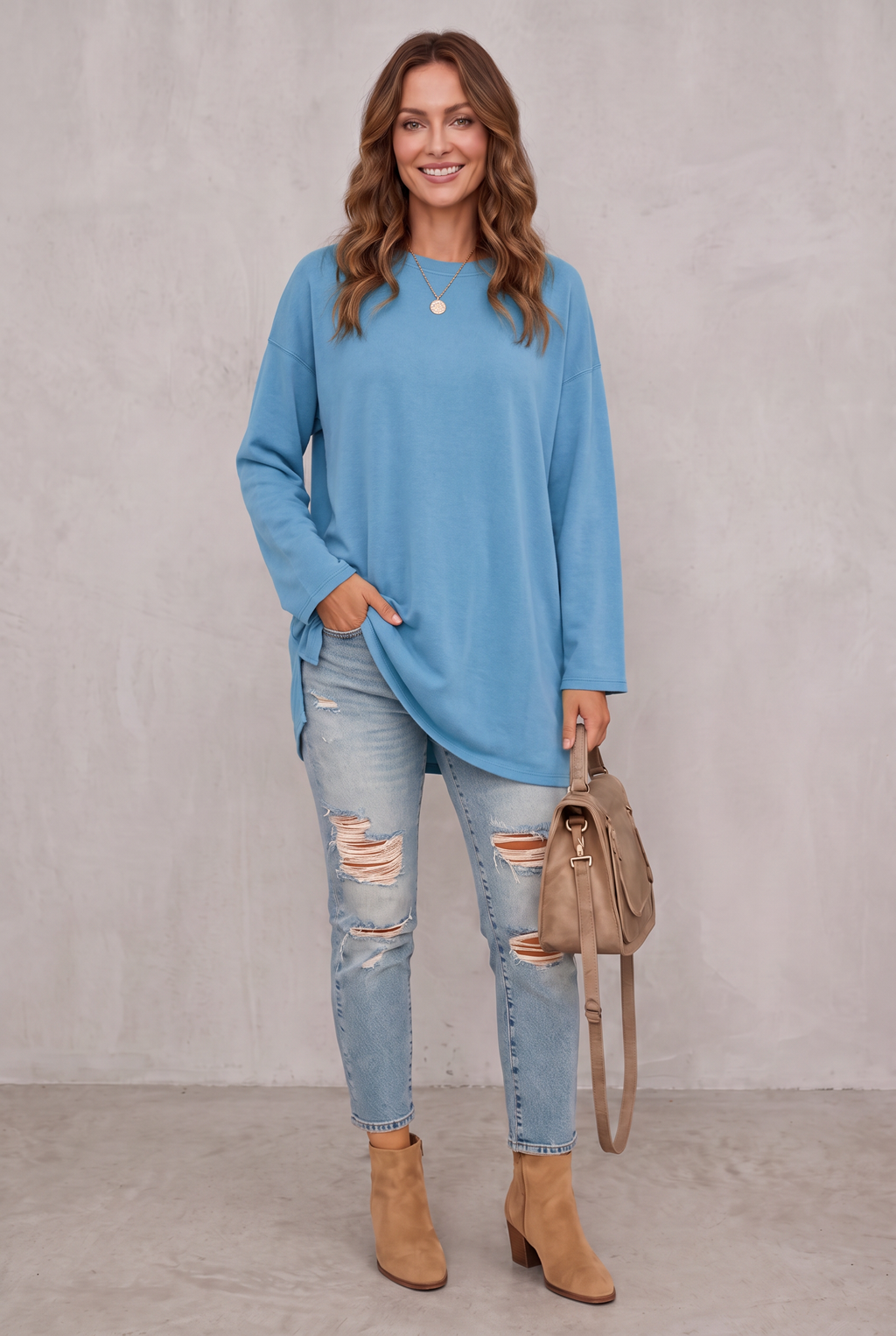 Sophie Laurent | Relaxed Long Sleeve Tunic Top For Women