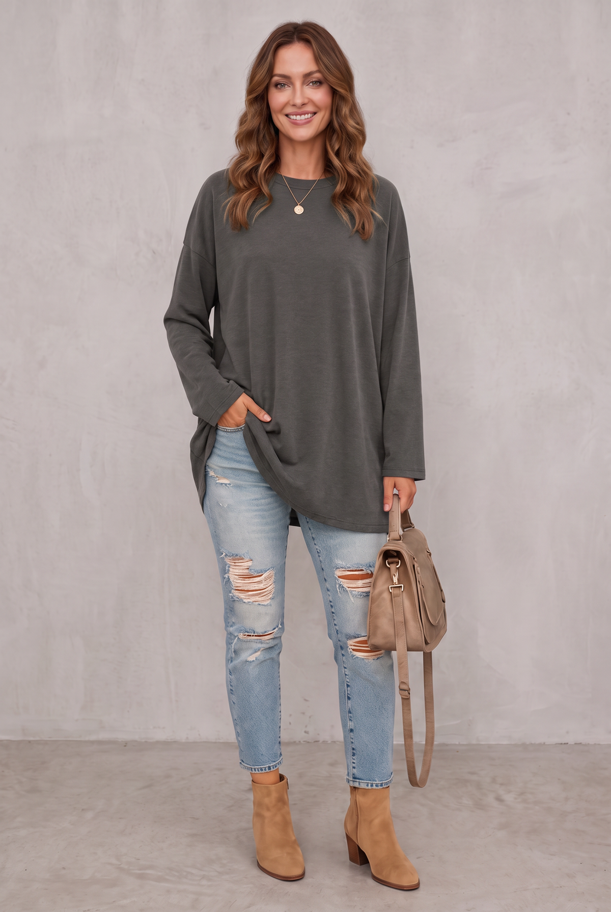 Sophie Laurent | Relaxed Long Sleeve Tunic Top For Women