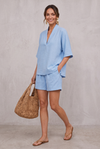 Zoe Mitchell | Linen Look Two-Piece Shorts Set For Women