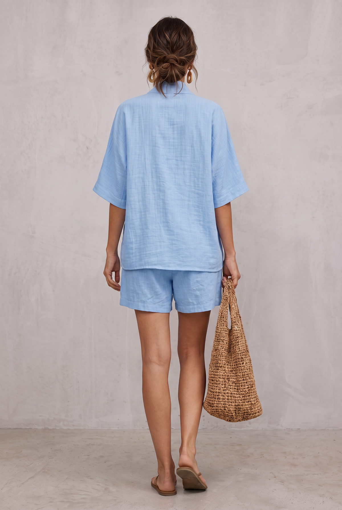 Zoe Mitchell | Linen Look Two-Piece Shorts Set For Women