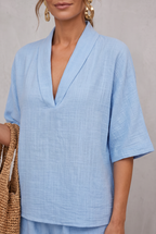 Zoe Mitchell | Linen Look Two-Piece Shorts Set For Women