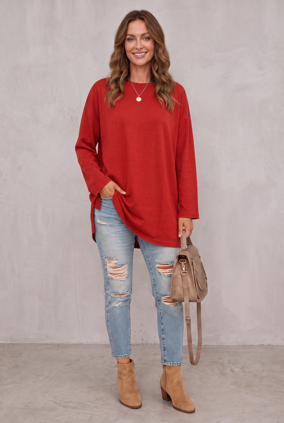 Sophie Laurent | Relaxed Long Sleeve Tunic Top For Women