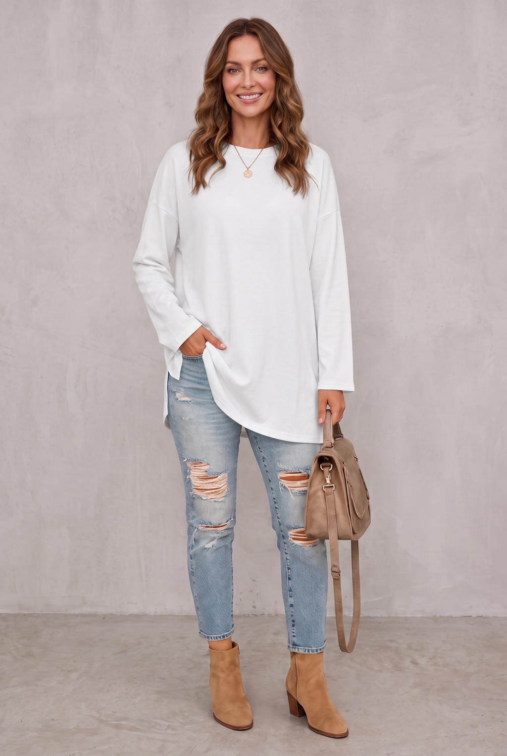 Sophie Laurent | Relaxed Long Sleeve Tunic Top For Women