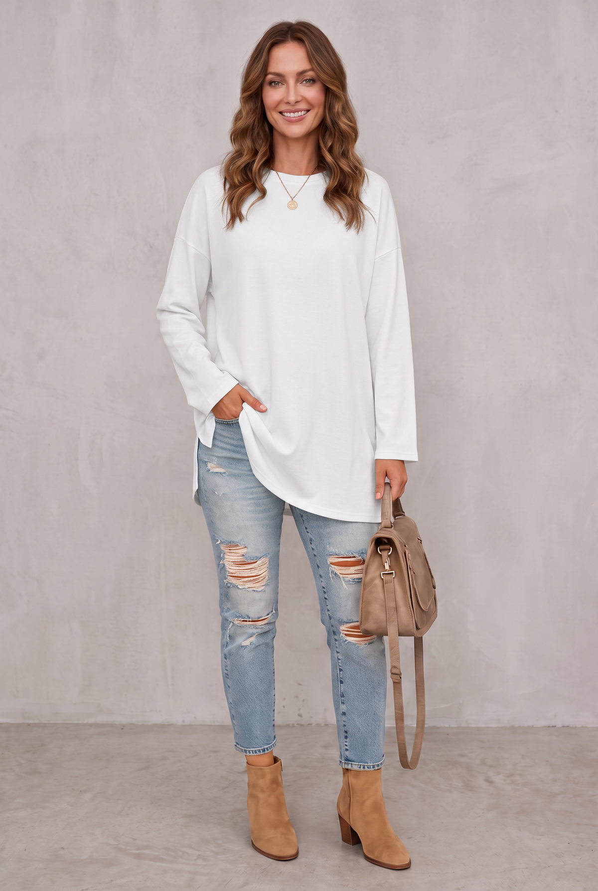 Sophie Laurent | Relaxed Long Sleeve Tunic Top For Women