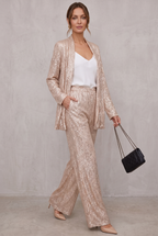 Amelia Hughes | Sequin Two-Piece Set With High-Waisted Pants For Women