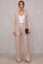 Amelia Hughes | Sequin Two-Piece Set With High-Waisted Pants For Women