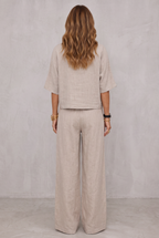 Hannah Young | Relaxed Linen Look Wide Leg Pants Set For Women