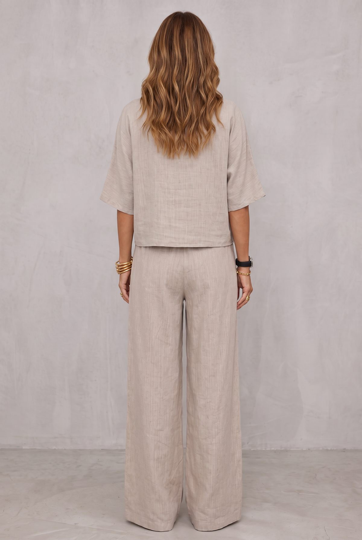 Hannah Young | Relaxed Linen Look Wide Leg Pants Set For Women