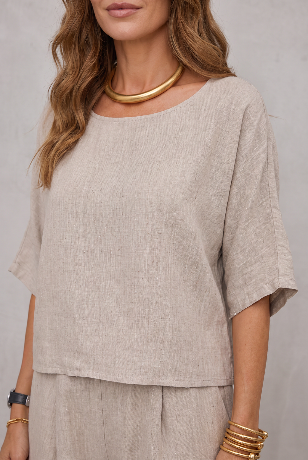 Hannah Young | Relaxed Linen Look Wide Leg Pants Set For Women