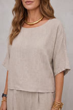 Hannah Young | Relaxed Linen Look Wide Leg Pants Set For Women