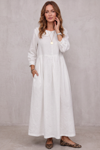 Collared Denim Dress with a Straight Cut