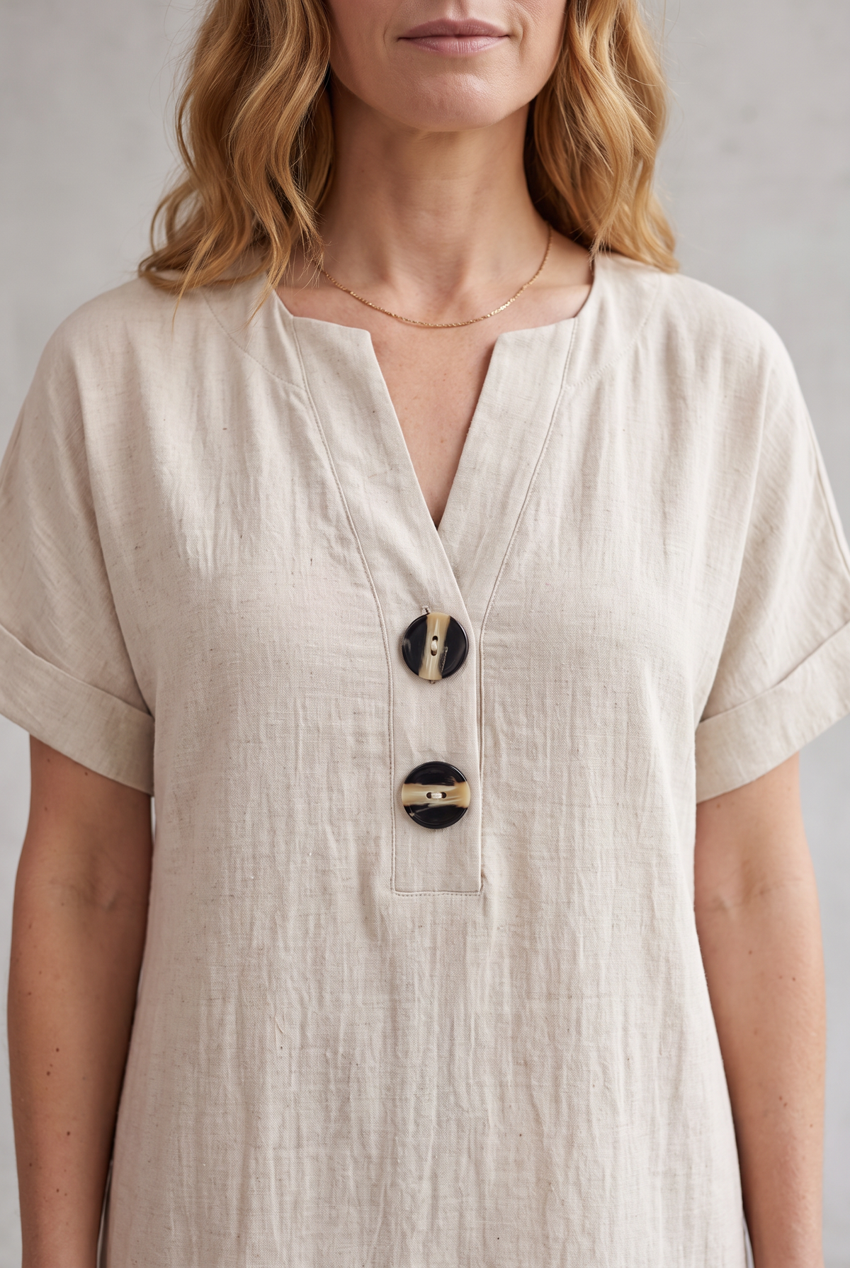 Mia Walker | Casual Linen Look Midi Dress For Women