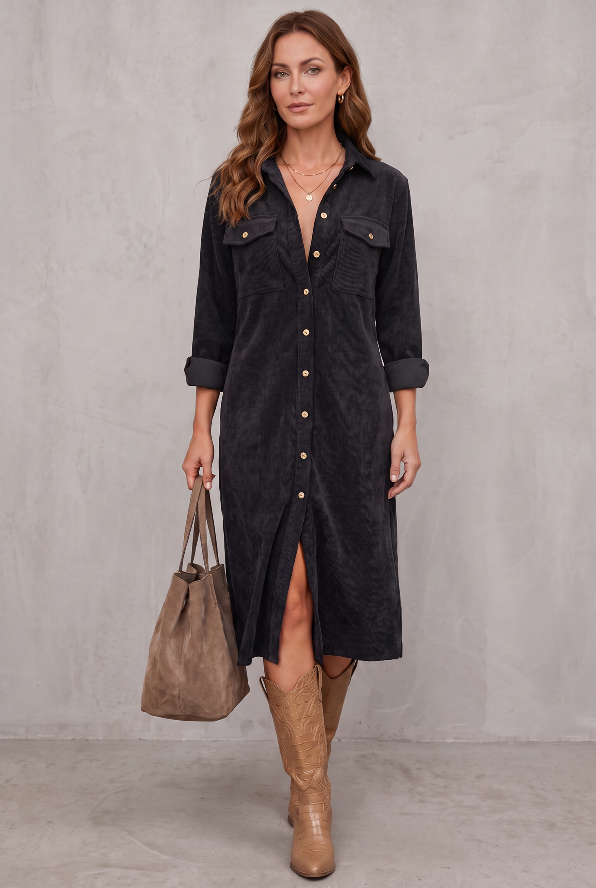 Cassandra | Relaxed Button-Front Shirt Dress