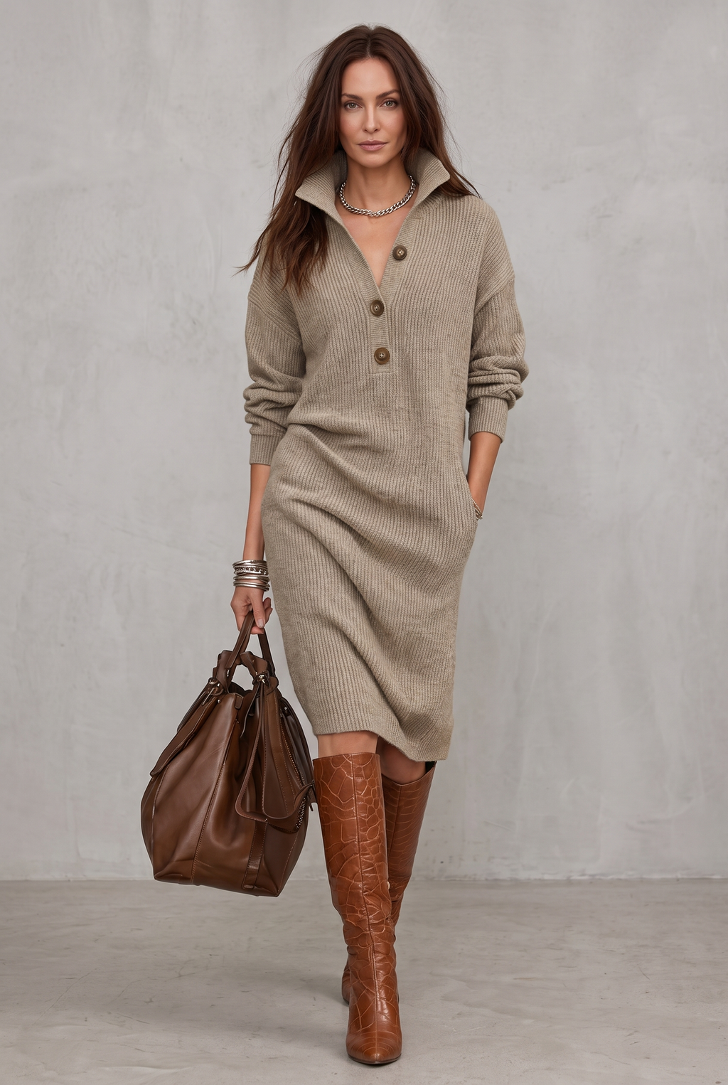 Scarlett | Elegant winter dress with buttons