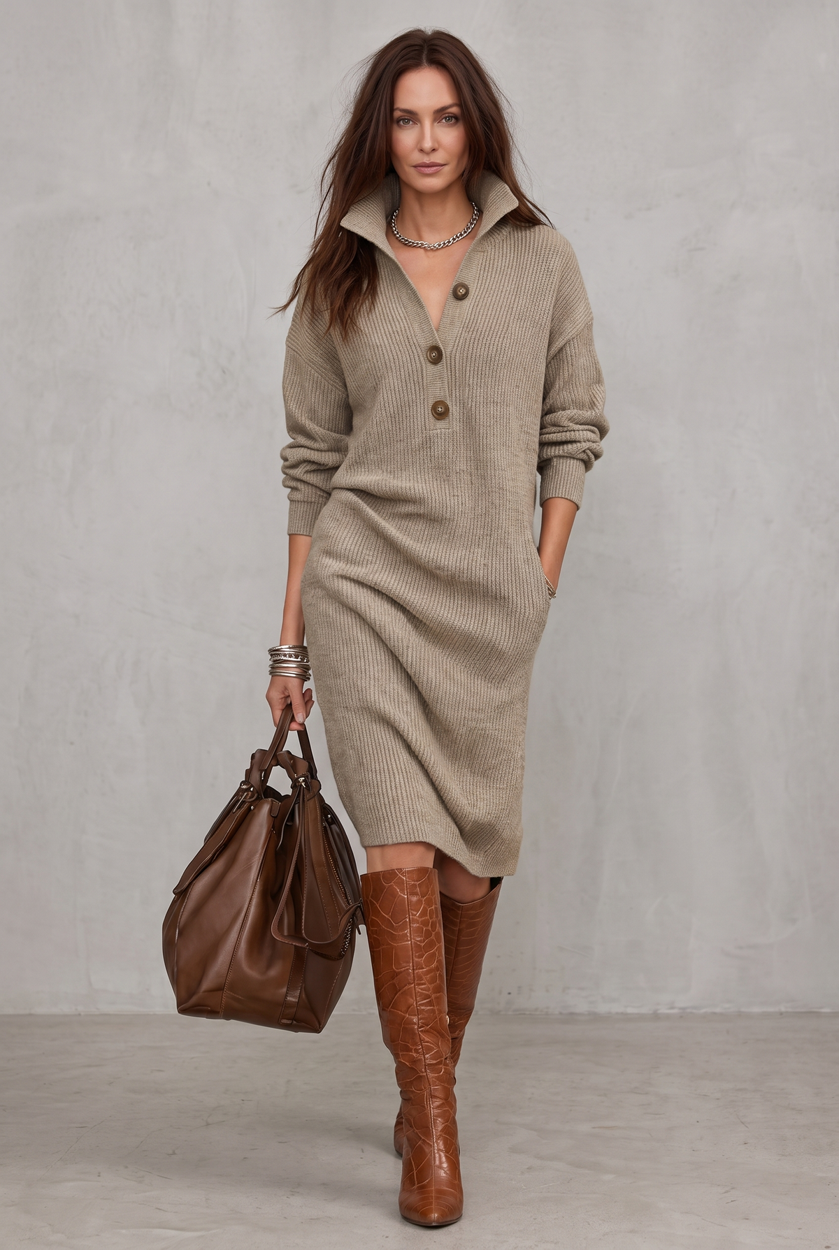 Scarlett | Elegant winter dress with buttons