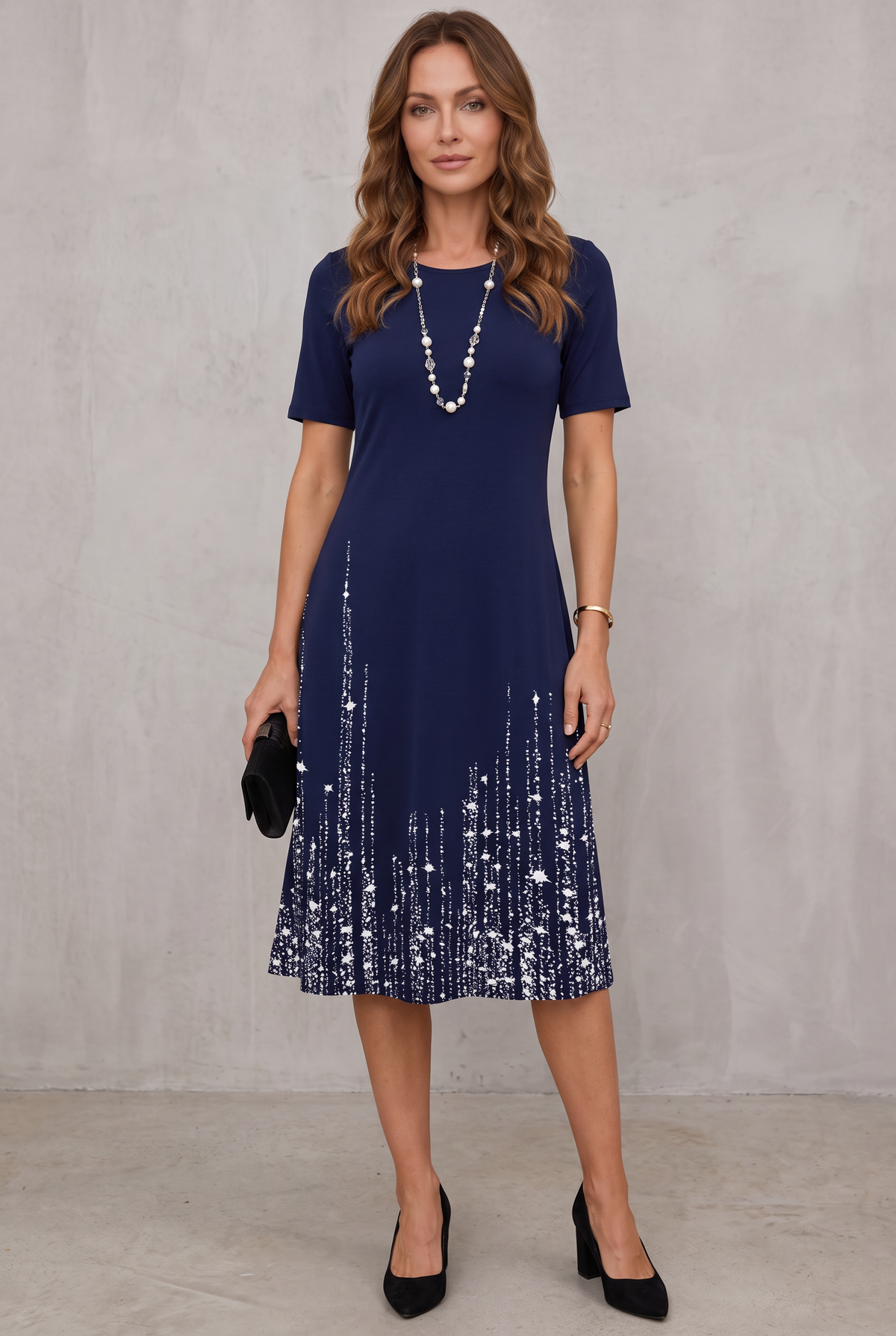 Ingrid | Shimmer-Hem Midi Dress