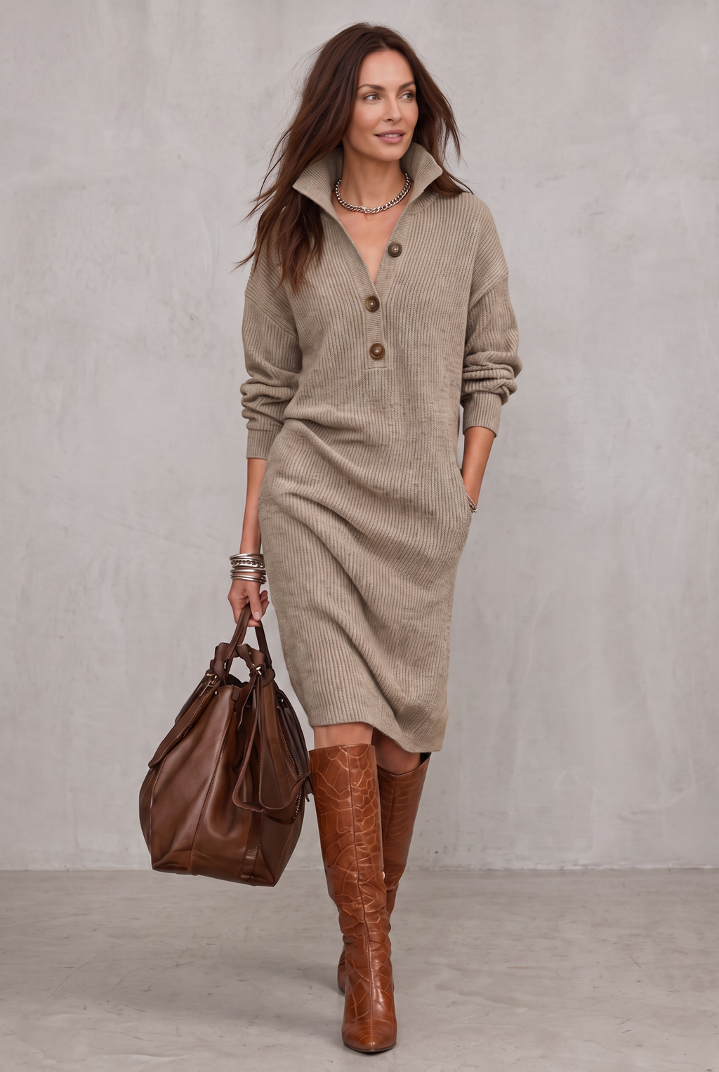 Scarlett | Elegant winter dress with buttons