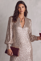 Women's Relaxed Shimmer Maxi Dress for Holiday Parties and Weddings