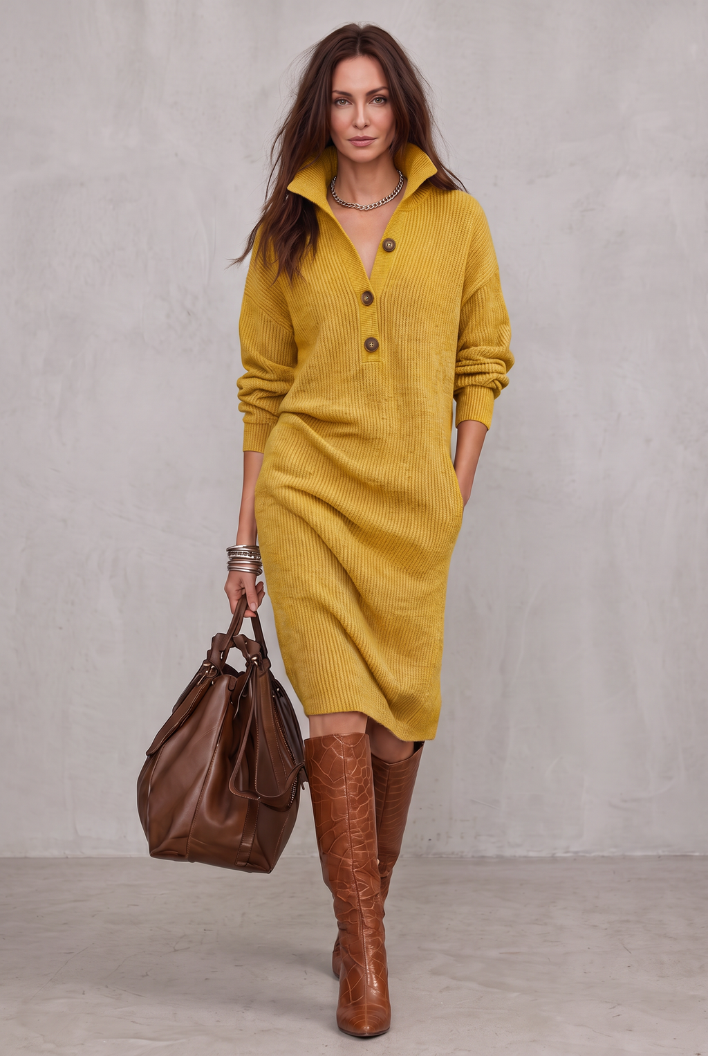 Scarlett | Elegant winter dress with buttons