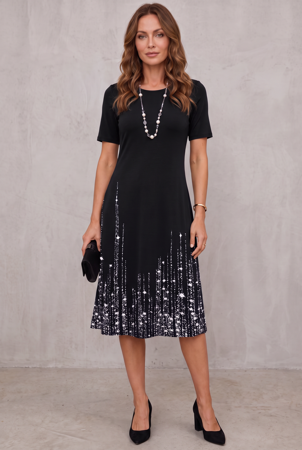 Ingrid | Shimmer-Hem Midi Dress