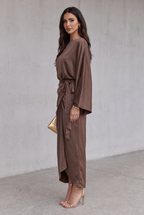 Maddy | Satin Batwing Sleeve Maxi Dress