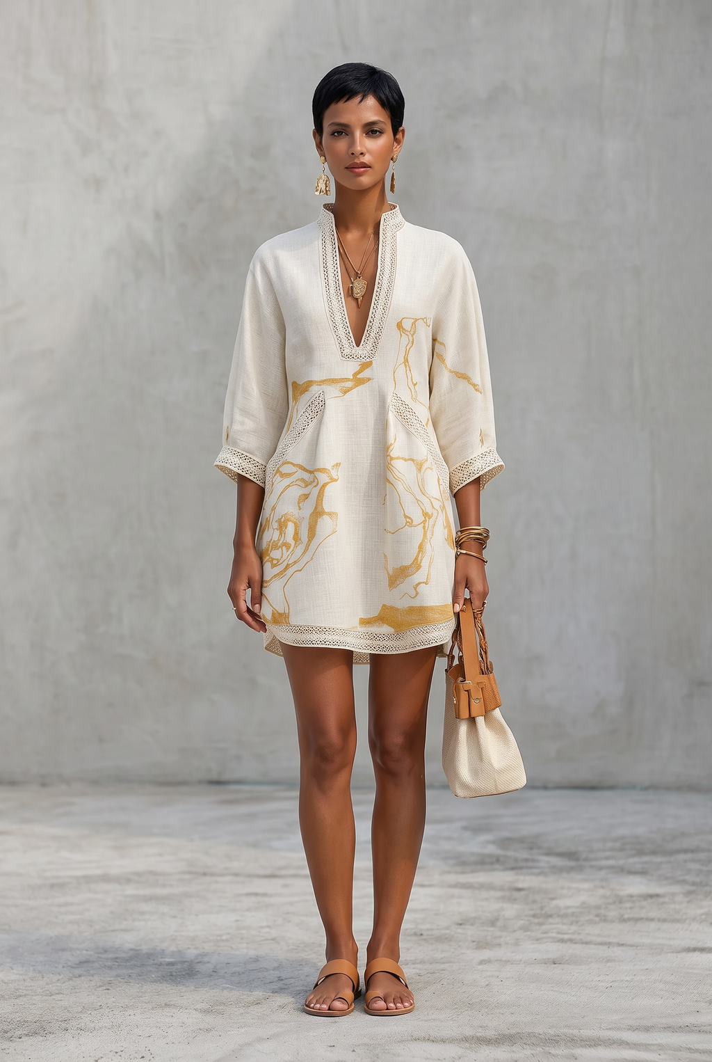 Elodie | Artistic V-Neck Mini Dress