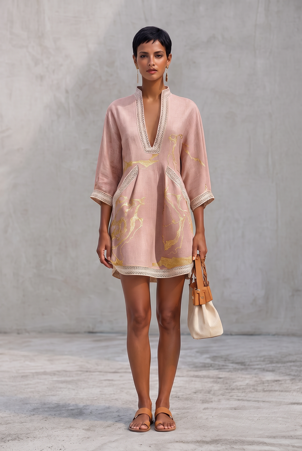 Elodie | Artistic V-Neck Mini Dress