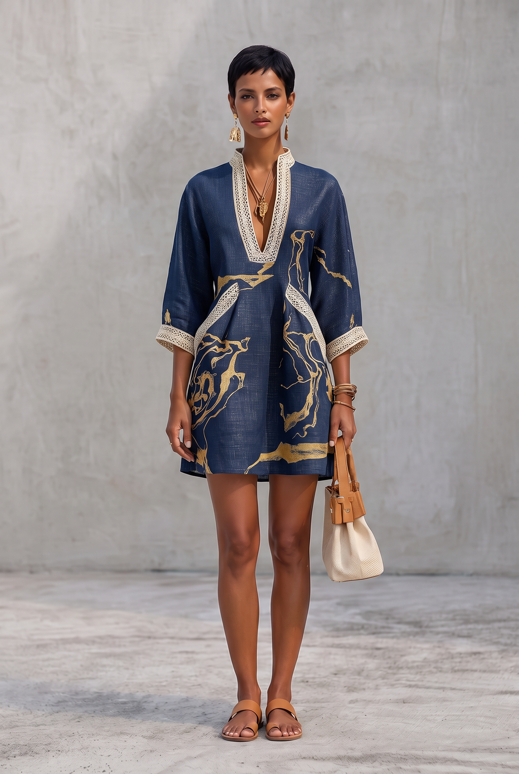 Elodie | Artistic V-Neck Mini Dress
