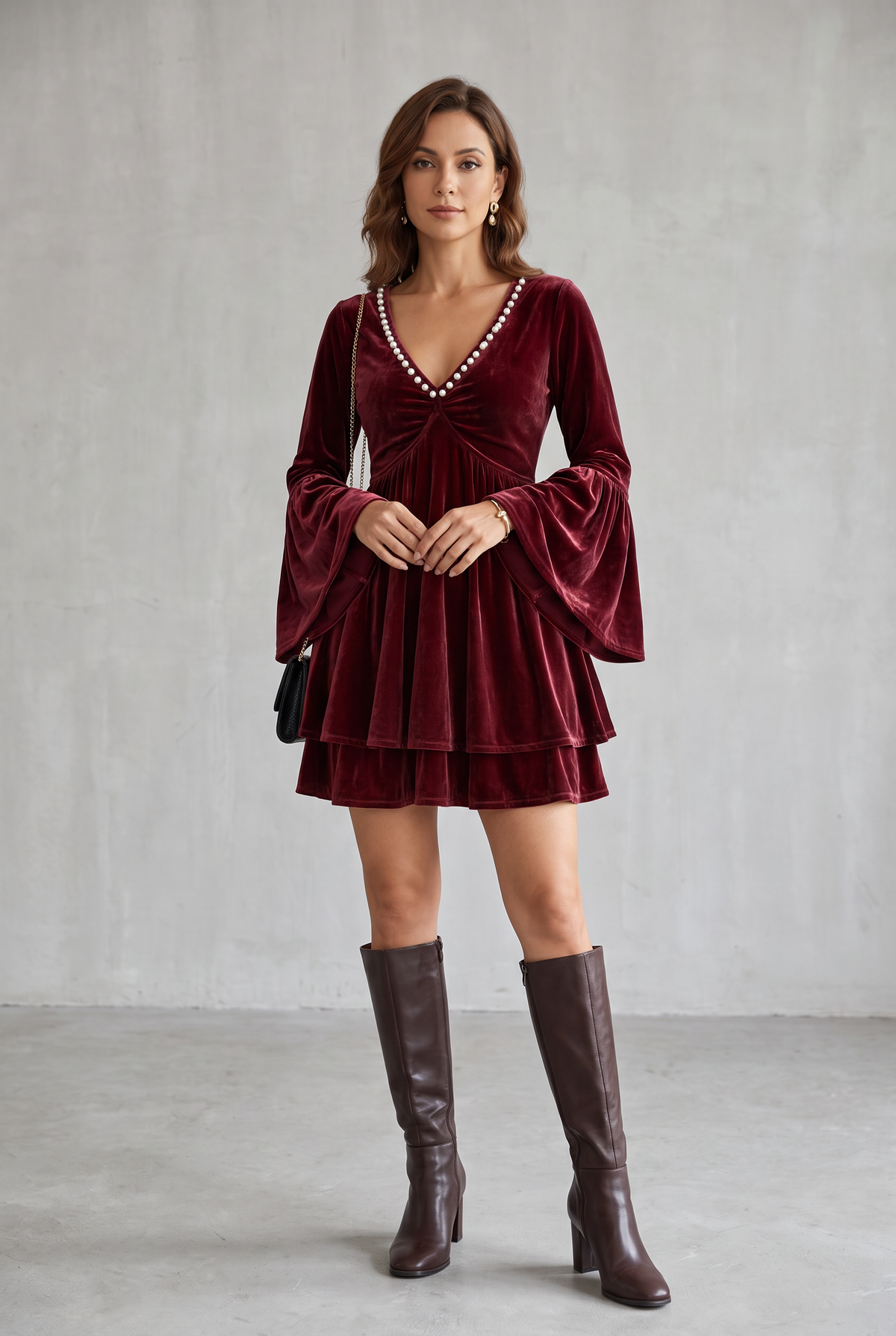 Mia Sterling | Velvet Christmas Party Dress For Women