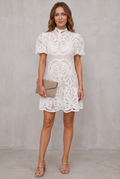 Emma Gallagher | White Lace Mock-Neck Midi Dress For Women