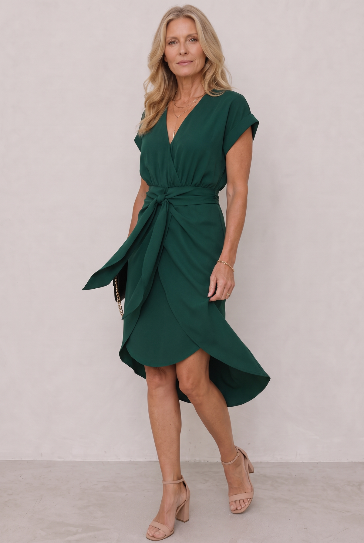 Genevieve Hartley | Midi Wrap Dress with Tie Waist For Women