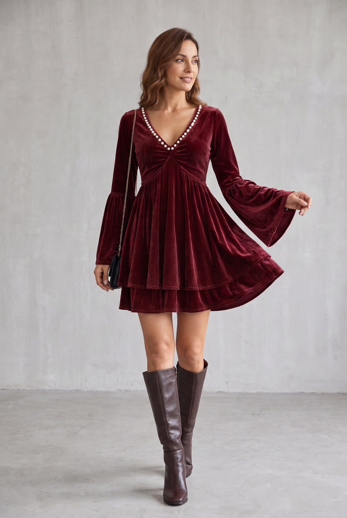 Mia Sterling | Velvet Christmas Party Dress For Women