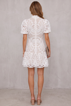 Emma Gallagher | White Lace Mock-Neck Midi Dress For Women