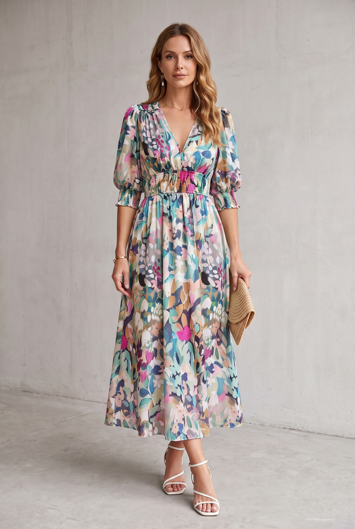 Juliette Fontaine | Romantic Floral Midi Dress For Women