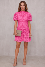 Emma Gallagher | White Lace Mock-Neck Midi Dress For Women