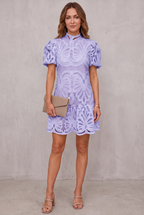 Emma Gallagher | White Lace Mock-Neck Midi Dress For Women