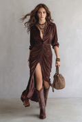 Heather | Vintage Pleated Velvet Midi Dress