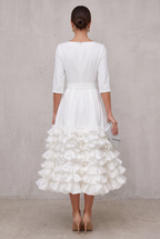 Brooke | Belted Ruffled-Hem Midi Dress