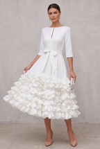 Brooke | Belted Ruffled-Hem Midi Dress