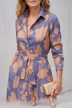 Samaria Midi Dress with Buttons and Floral Collar