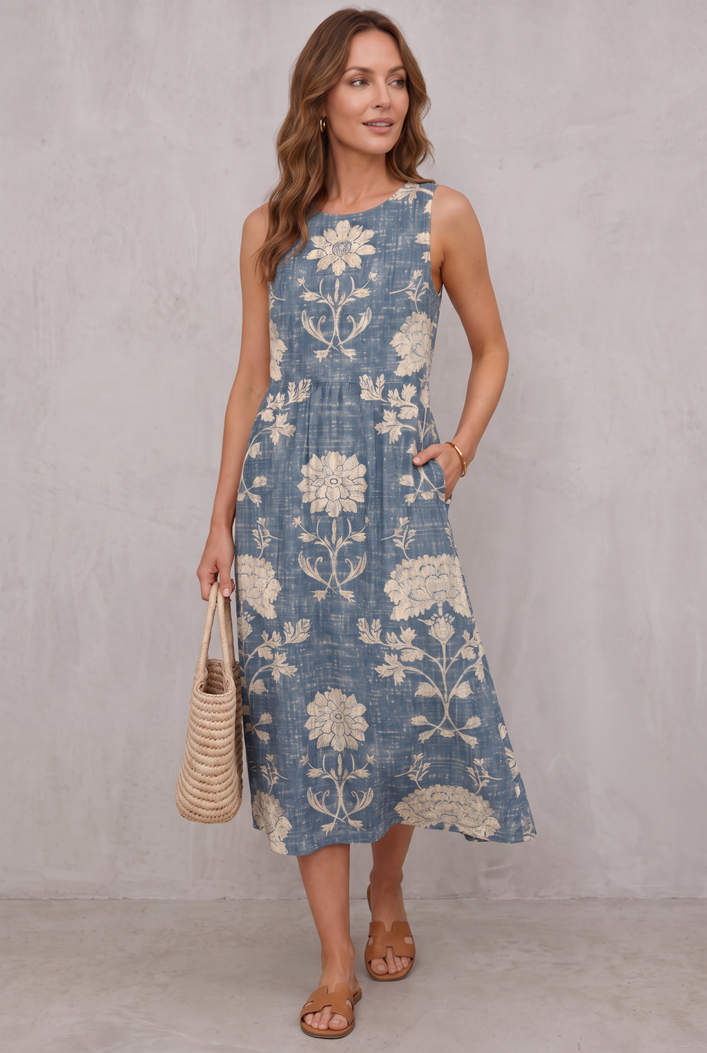Dalliah | Classic Boho Sleeveless Midi Dress