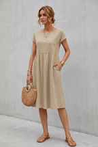 Isabella Moreau | Effortless Linen Look Midi Dress For Women