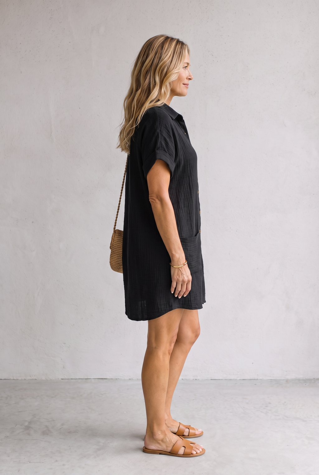 Emilia Weston | Linen Look Shirt Mini Dress For Women