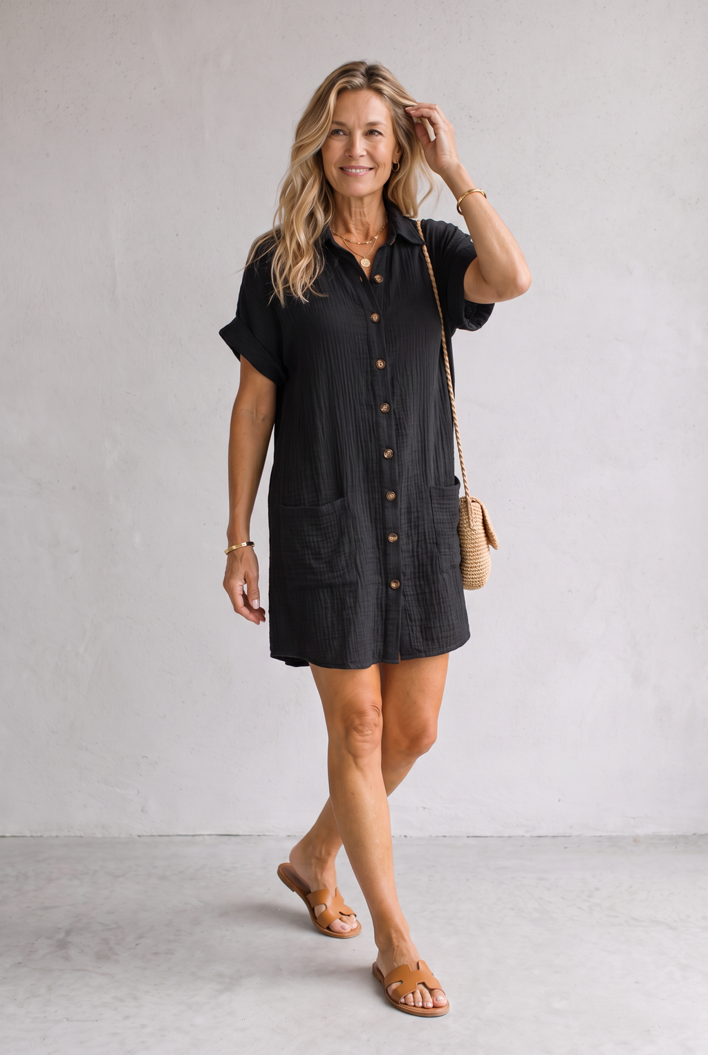 Emilia Weston | Linen Look Shirt Mini Dress For Women